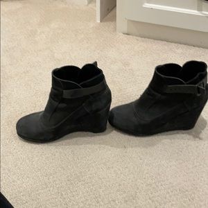 All Saints Black Nubuck Suede Wedge Boots Booties